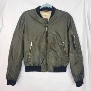 Zara Army Green Oversized Bomber Jacket, Sz XS